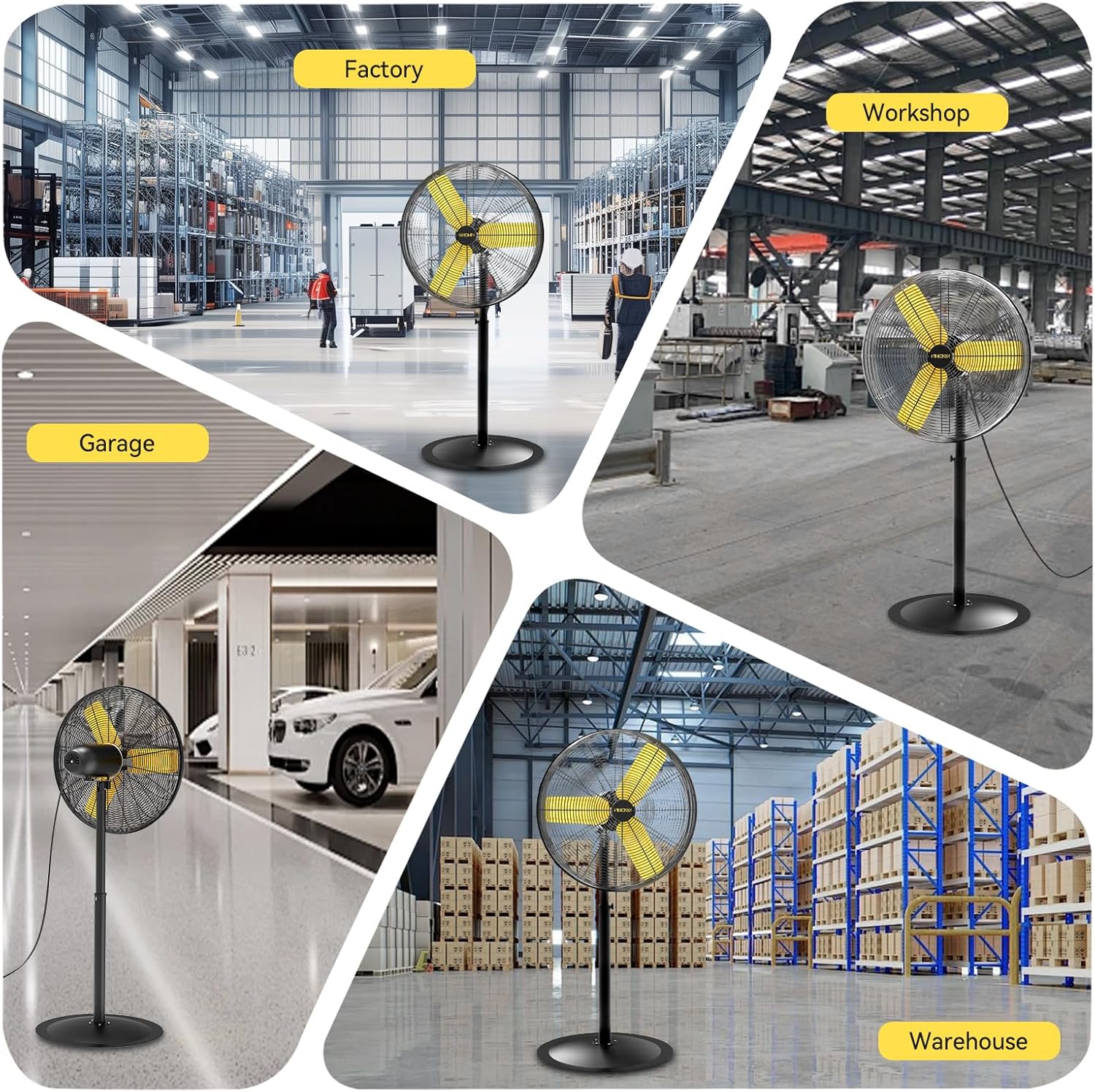 30 Inch Commercial Industrial Pedestal Fan Oscillating, 8900 CFM Industrial Fans Heavy Duty with 3 Speed, Metal Stand up Fans with Poweful Motor, UL Safety Listed